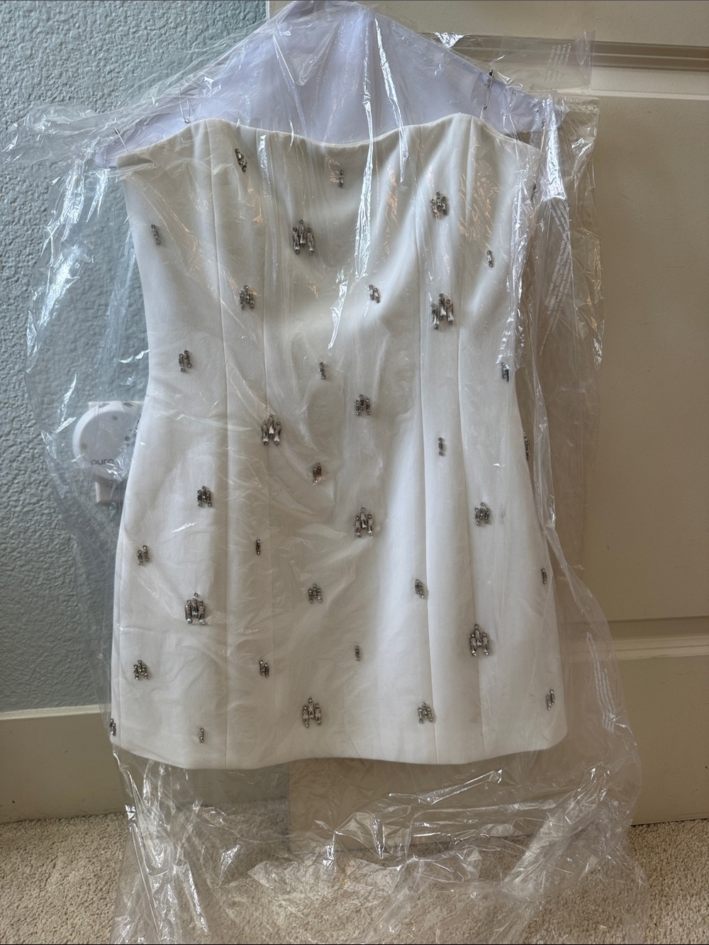 A.L.C. Elsie Strapless Crytal Embellished Crepe Mini Dress